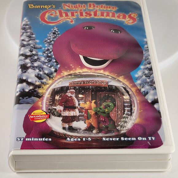 Barney Night Before Christmas VHS 1999 Lyrick Clamshell Tape Tested Collectible - Picture 4 of 15